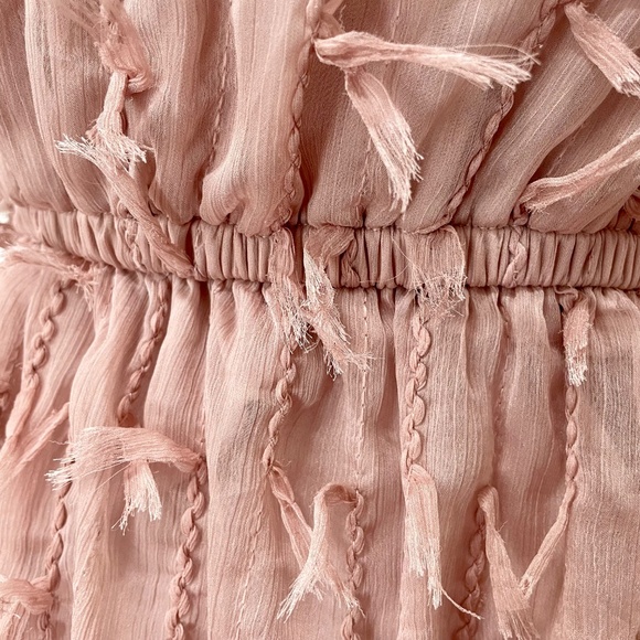 Blu Pepper Textured Pink Mini Dress with Ballon Sleeves and Elastic Waist - Picture 7 of 10